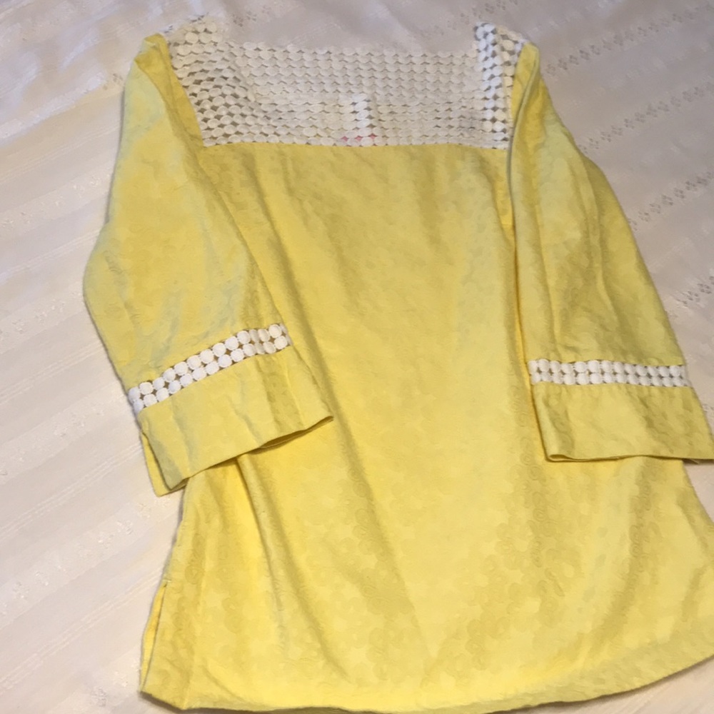 Lilly Pulitzer Yellow Tunic with White Crochet Trim